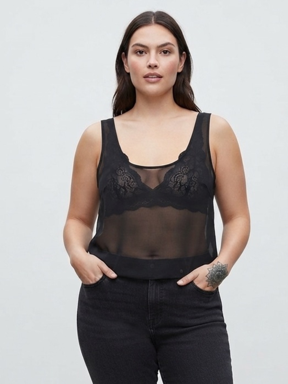 WEWOREWHAT SQUARE NECK CHIFFON TANK